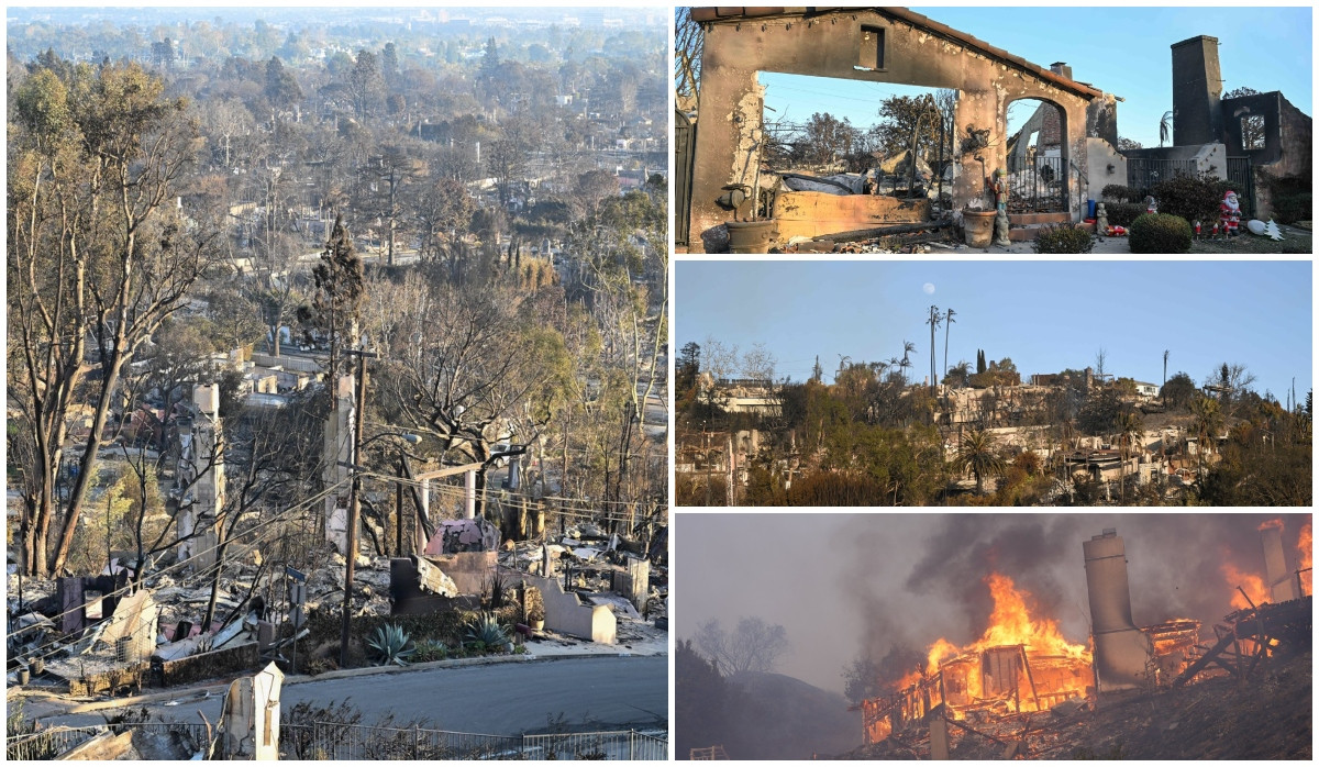 Peisaj apocaliptic in Los Angeles dupa incendii devastatoare 16 morti cinci zile de infern Tot cartierul a fost distrus complet