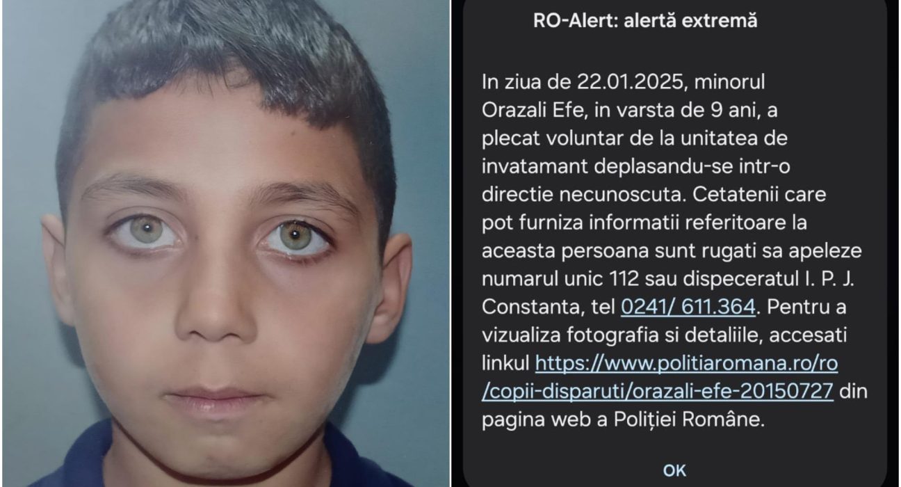 Un baiat de 9 ani cautat in Constanta