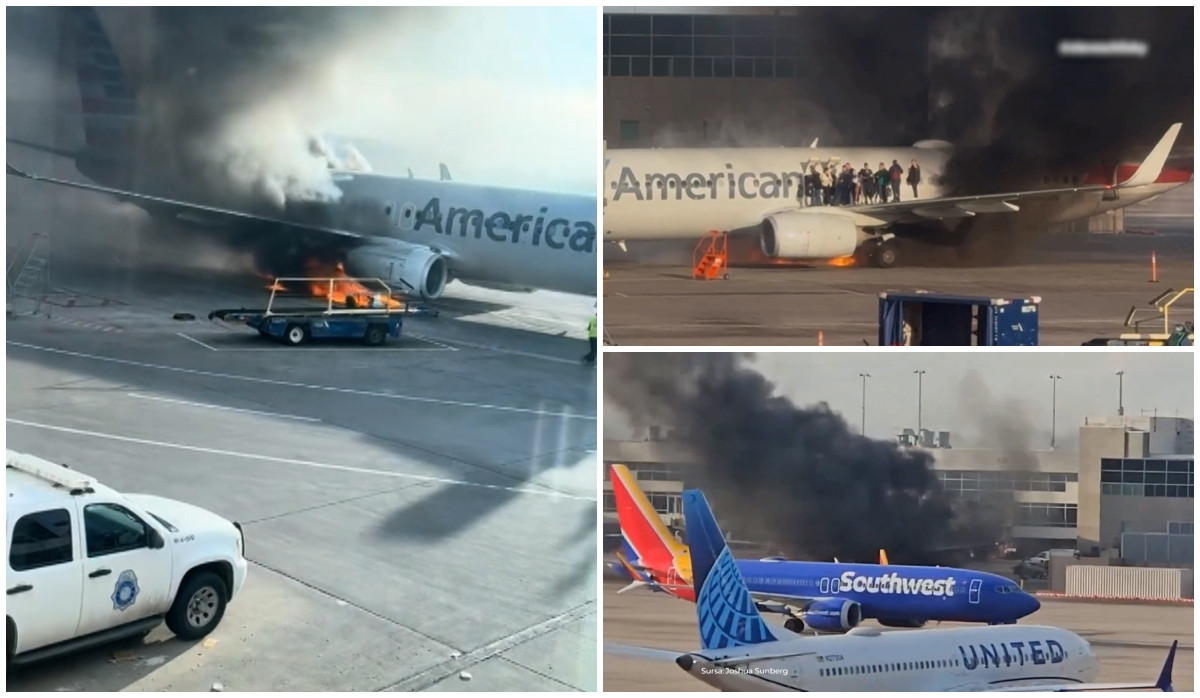 Flacarile au izbucnit si haosul a inceput imagini dramatice pe aeroportul din Colorado dupa incendiul unui avion