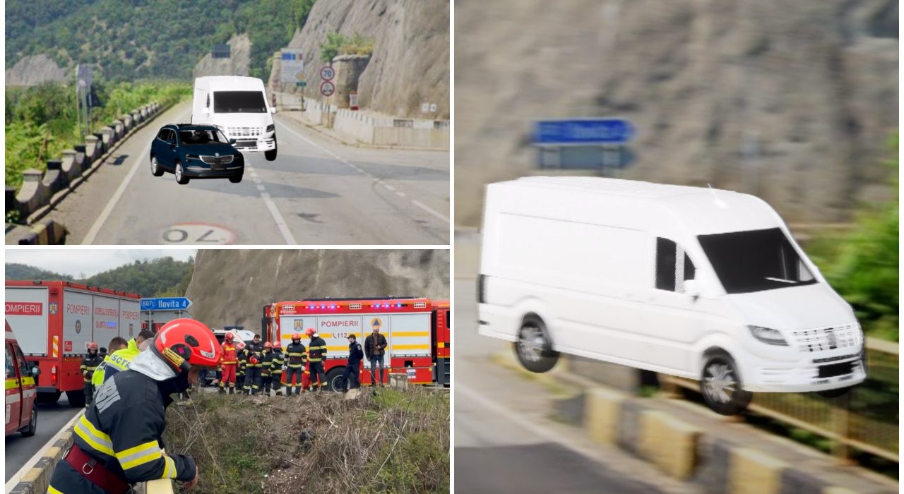 Animatie Microbuz cazut in Dunare o victima salvata