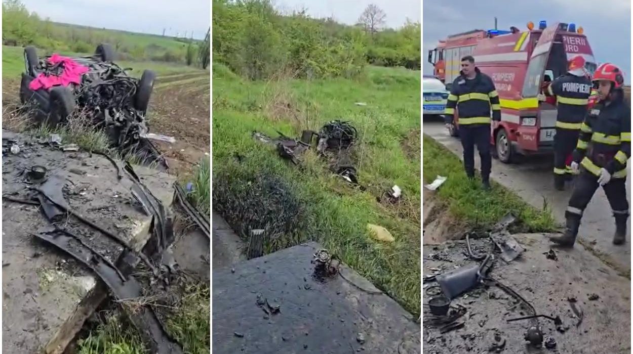 Doua surori de optsprezece si nouasprezece ani accident grav in Mehedinti Motorul masinii aruncat la metri distanta
