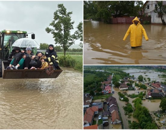 Oameni evacuati cu excavatorul din calea apelor in Botosani