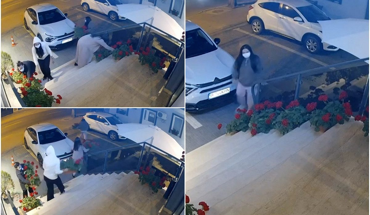 Patru femei surprinse furand ghivece mobila din hotel