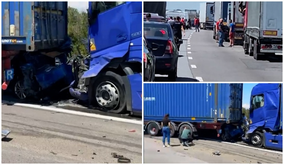 Accident grav pe A1 Bucuresti Pitesti 4 masini si 3 TIR uri Un copil a murit