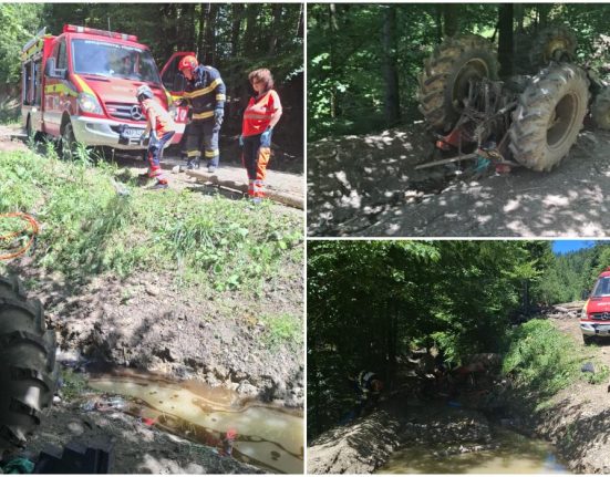 Tanar grav ranit dupa rasturnarea tractorului in Suceava
