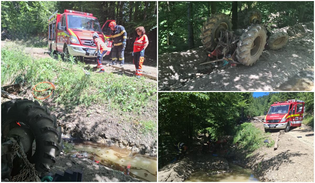 Tanar grav ranit dupa rasturnarea tractorului in Suceava