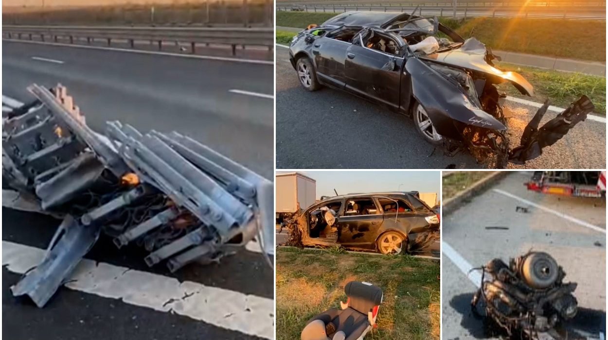 Un tanar vitezoman si a distrus masina pe autostrada