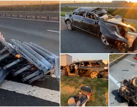 Un tanar vitezoman si a distrus masina pe autostrada