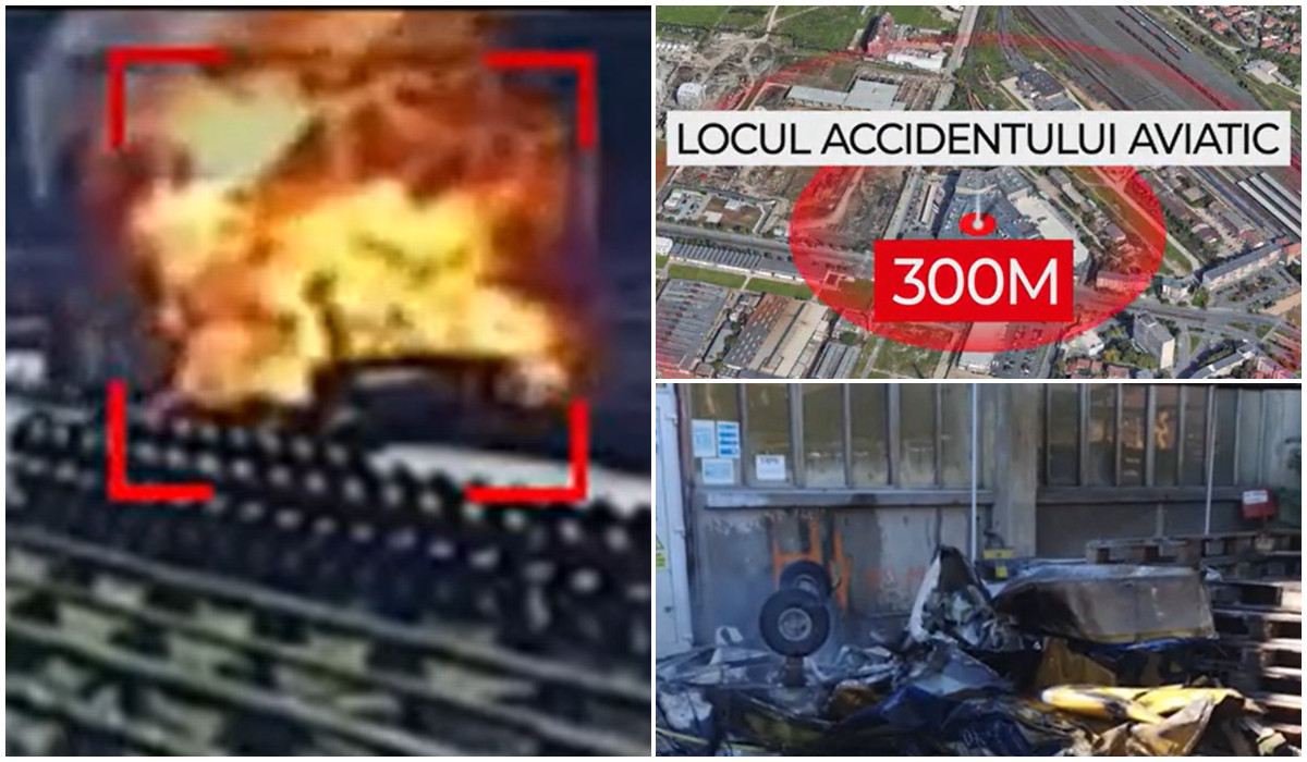 Momentul cand avionul din Arad pica si