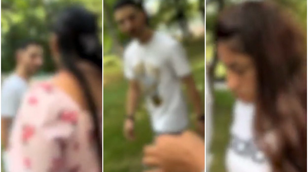 Tanar ameniinta iubita intr un parc din Capitala